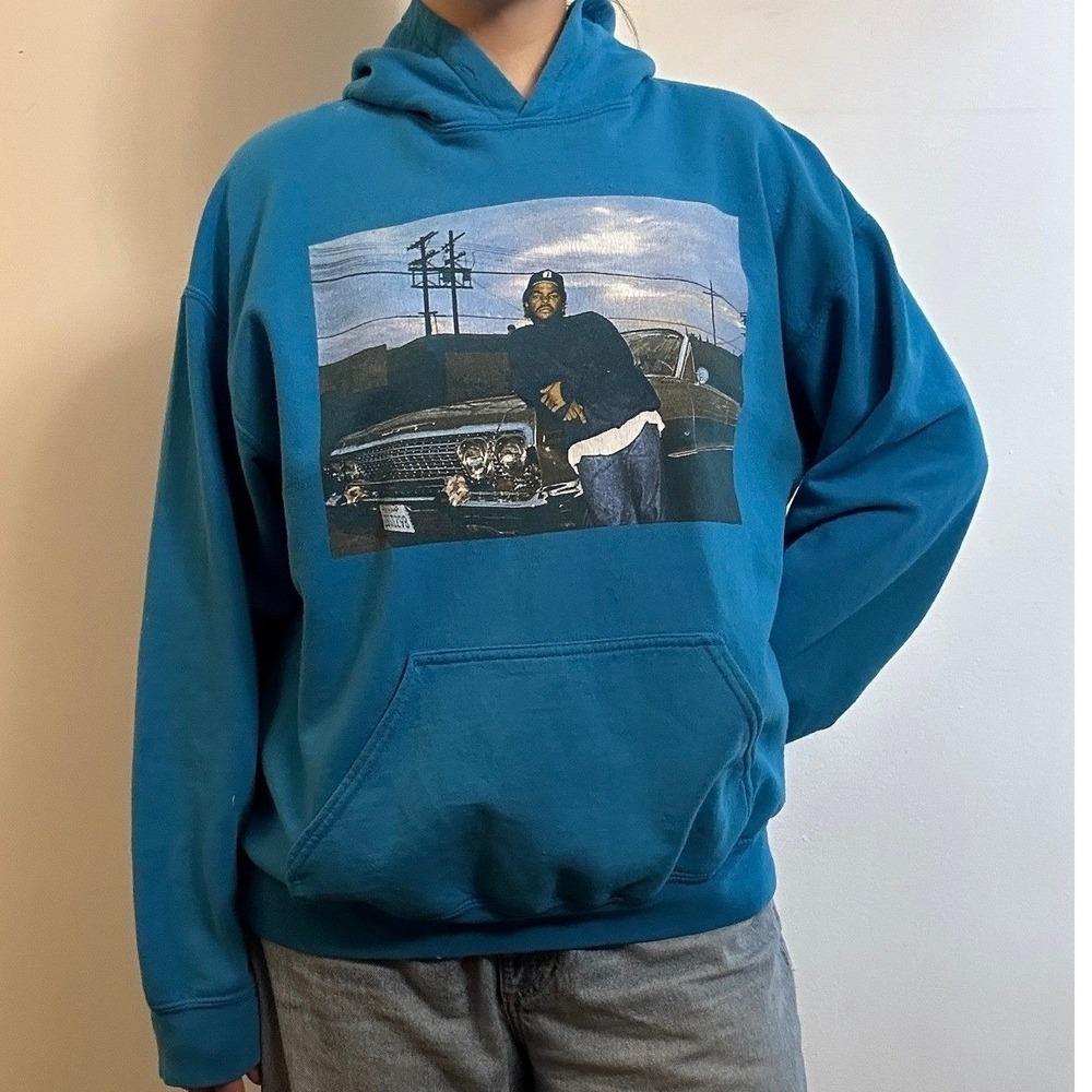 Ice Cube Hoodie‎ Graphic Casual Large Blue Excellent Streetwear Retro